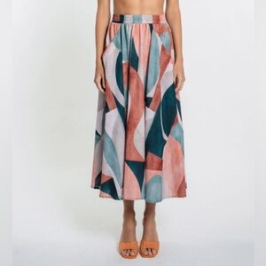 Peixoto Abstract Print Midi Skirt - pieces sold separately- size: medium